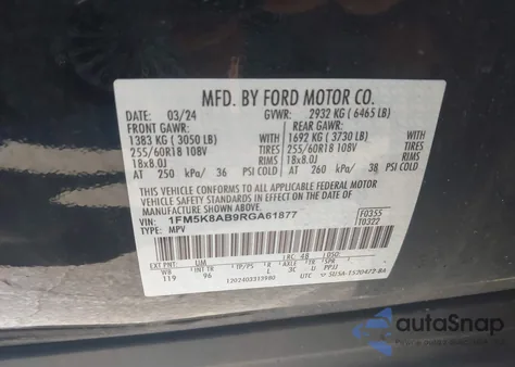 2024 Ford Police Interceptor from USA, damaged, VIN 1FM5K8AB9RGA61877